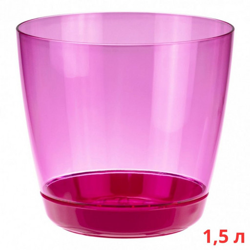 М3050/3 Кашпо ОРХИДЕЯ D140мм 1,5л с поддоном Розовый прозрачный