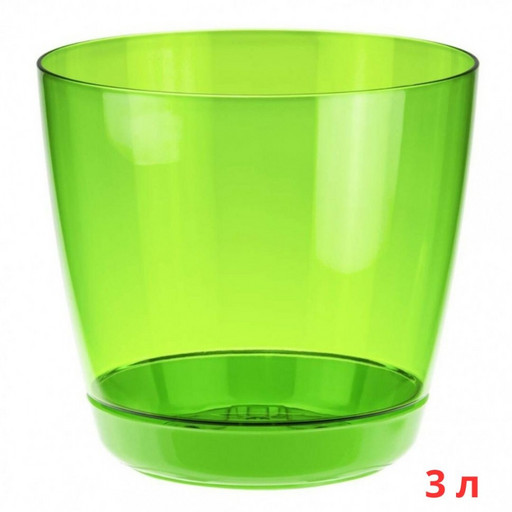 М3051/1 Кашпо ОРХИДЕЯ D180мм 3л с поддоном Зеленый прозрачный
