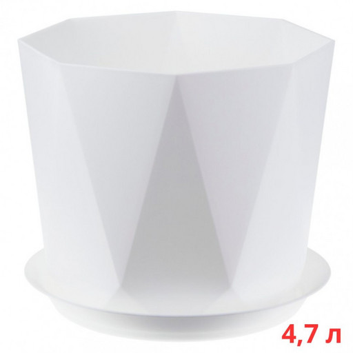 М3139 Кашпо ПРИЗМА D220мм 4,7л с поддоном Белый