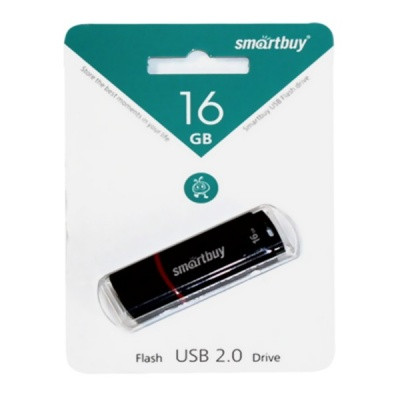 Флеш-накопитель USB 2.0, 16 ГБ, Smartbuy Crown_черный