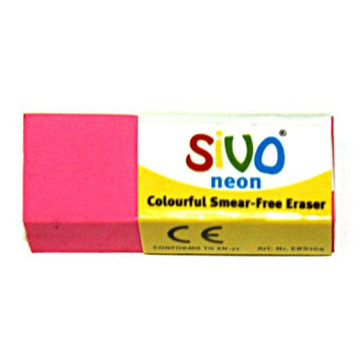 Ластик SIVO "Neon" 40*15*10 мм в обертке, синтетический каучук, прямоугольный, ассорти
