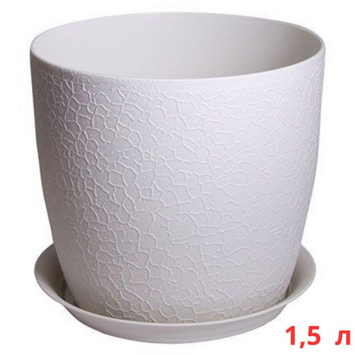 М3095/1 Кашпо ВЕРОНА D140мм 1,5л с подставкой белый ротанг