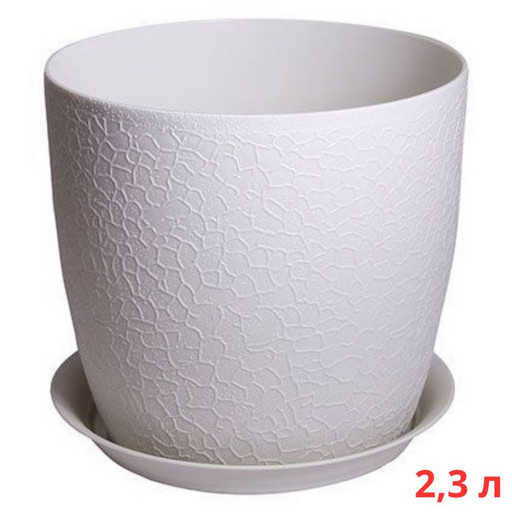 М3096/1 Кашпо ВЕРОНА D160мм 2,3л с подставкой белый ротанг