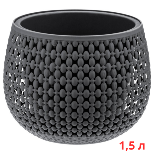 М3100/2 Кашпо ПИРУЛА D175мм 1,5л с вставкой Графитовый