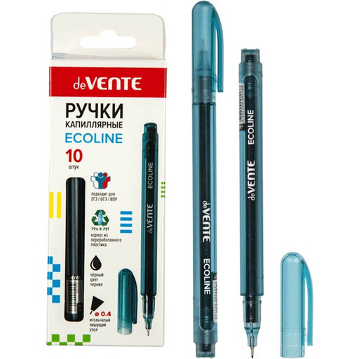 Ручка капиллярная черная deVENTE. Ecoline, толщина линии 0,4 мм, круглый корпус
