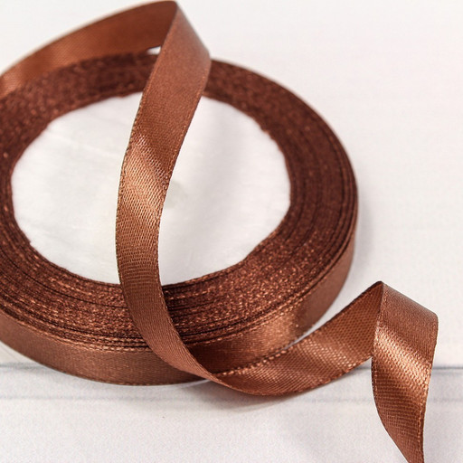 562-12/106 Лента атласная (сатин) 1,2 см*25 ярдов шоколадный 1/10 1/600