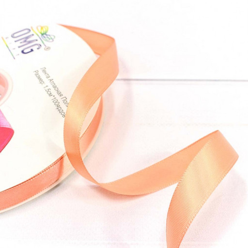 556-15/720 Лента Атласная Полиэстер класс А 1,5см*100ярд Жёлто-розовый 1/18 1/72