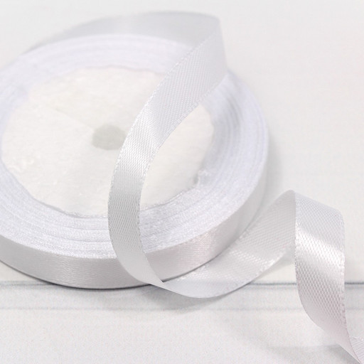 562-12/01 Лента атласная (сатин) 1,2 см*25 ярдов белый 1/10 1/600