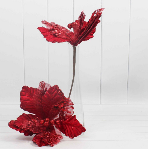 210-02-3879 искуственные цветы Ветка "Цветок" Красный 20 см 1/2