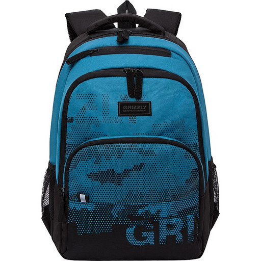 Рюкзак ученический GRIZZLY GRI_синий, 45*32*23 см, 20.5 л, 780 г, 2 отд, эрг. спинка