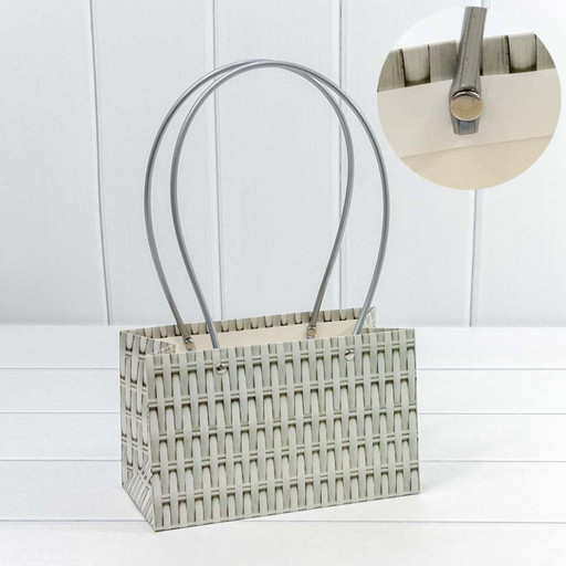 000171EA/30 Пакет подарочный "Ваза для цветов" 22*13,5*10,5 "Плетёный" Серый 1/10 1/120