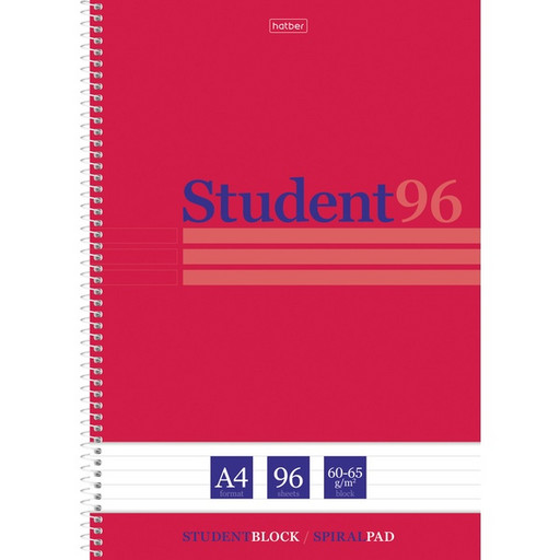 Тетрадь А4, на спирали, 96 л., линия, 60 г/м2, мат. лам., тисн., микроперф., Hatber Студенту_Viva Magenta