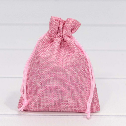 000809H/7 Мешочки из искусственного льна 12*15 см розовый 1/50 1/2000