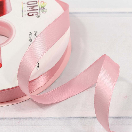 556-15/123 Лента Атласная Полиэстер класс А 1,5см*100ярд Нежно-розовый 1/13 1/52