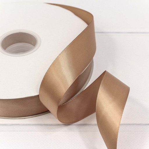 556-25/835 Лента Атласная Полиэстер класс А 2,5см*100ярд Коричнево-бежевый 1/8 1/32