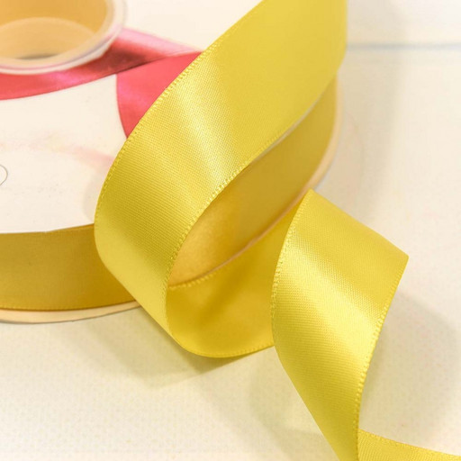 556-25/640 Лента Атласная Полиэстер класс А 2,5см*100ярд Шафраново-жёлтый 1/13 1/52