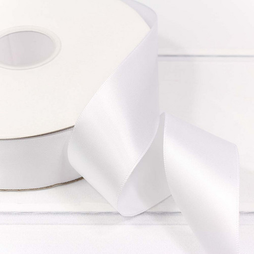 556-38/029 Лента Атласная Полиэстер класс А 3,8см*100ярд Белый  1/6 1/24