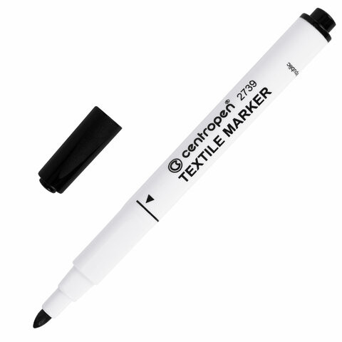 Маркер для ткани ЧЕРНЫЙ CENTROPEN "Textile Marker", круглый наконечник, 1,8 мм, 2739, 5 2739 9212