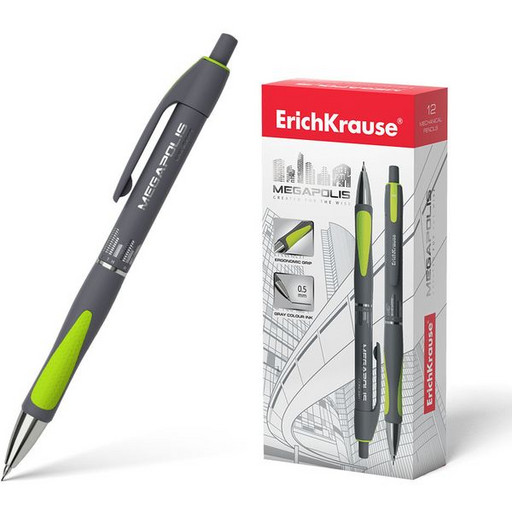 Карандаш механический 0.5 мм, НВ, ErichKrause MEGAPOLIS Concept, круглый, каучуковый грип, клип