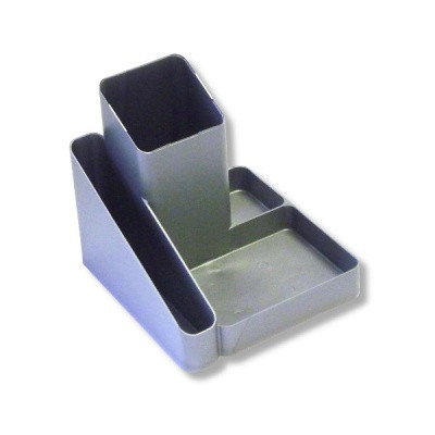 Органайзер настольный СТАММ Имидж, пластиковый, 4 отд., 115*122*111 мм, серый металлик
