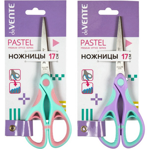 Ножницы 17 см deVENTE Pastel, прорезиненные ручки, в к/п