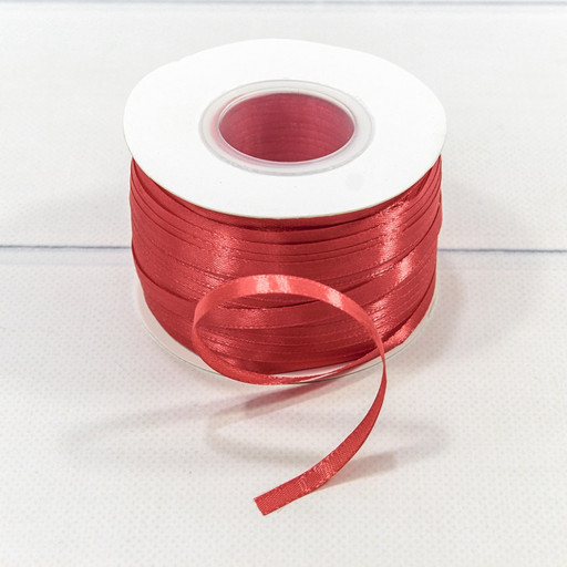580-6/26 Лента Атласная Сатин (бобина) 0,6см*250ярд Красный 1/100