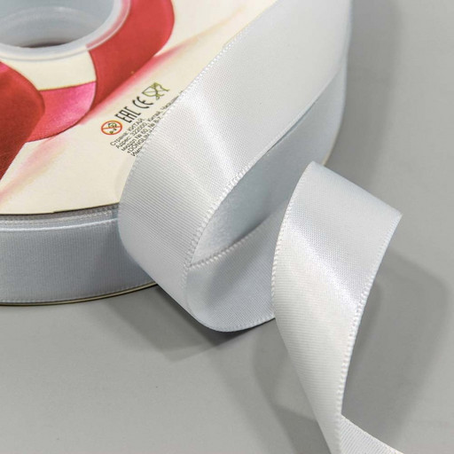 556-25/303 Лента Атласная Полиэстер класс А 2,5см*100ярд Бледно-голубой 1/13 1/52