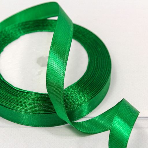 562-12/19 Лента атласная (сатин) 1,2 см*25 ярдов зеленый 1/10 1/120