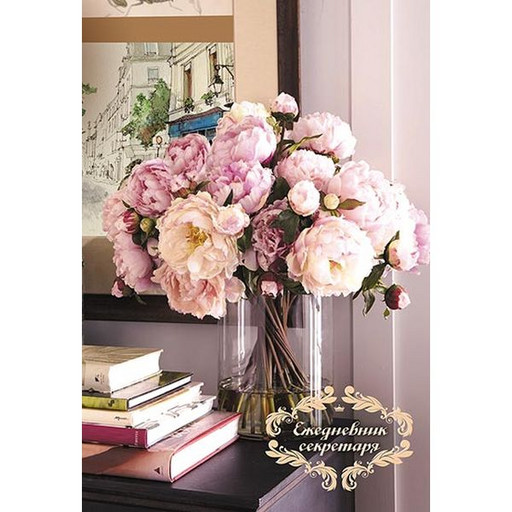 Ежедневник секретаря недатированный, А5, 144 л., Plano Пионы, 7БЦ, уф-лак