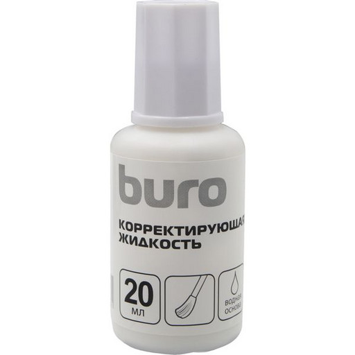 Корректирующая жидкость с кисточкой Buro 20 мл, на водной основе