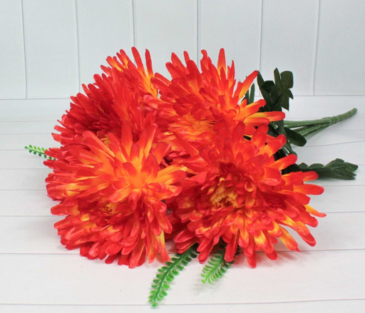 303-05-01/177 Искусственные цветы Хризантема 7 веток Оранжевый микс 1/1