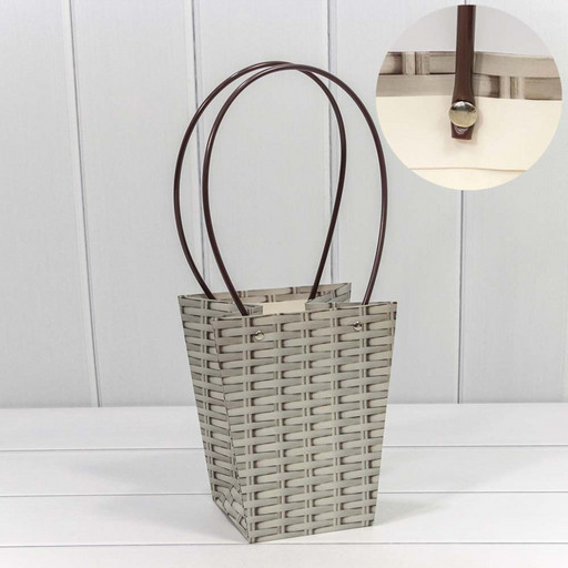 000171E/31 Пакет подарочный "Ваза для цветов" 20*17*12 "Плетёный" Серый 1/10 1/120