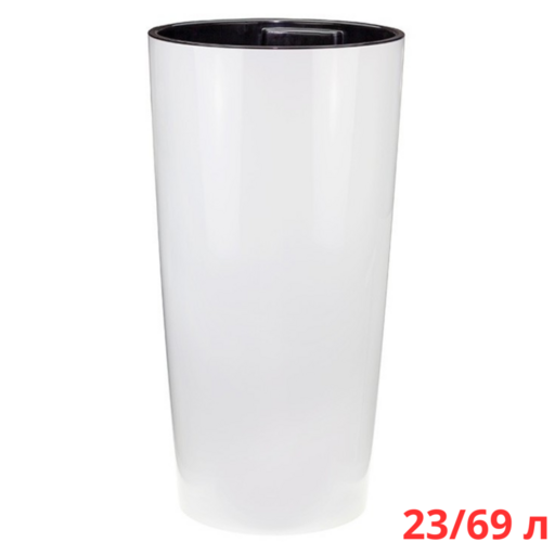 М3088/01 Кашпо круглое ПИЛАР D390 H750 мм 23/69л с вкладышем Белый