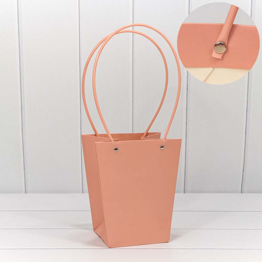 000171E/6 Пакет подарочный "Ваза для цветов" 20*17*12 Бежево-красный 1/10 1/120