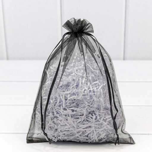 000801-11E Мешочки из органзы 17*23 см однотонные черный 1/100 1/3000