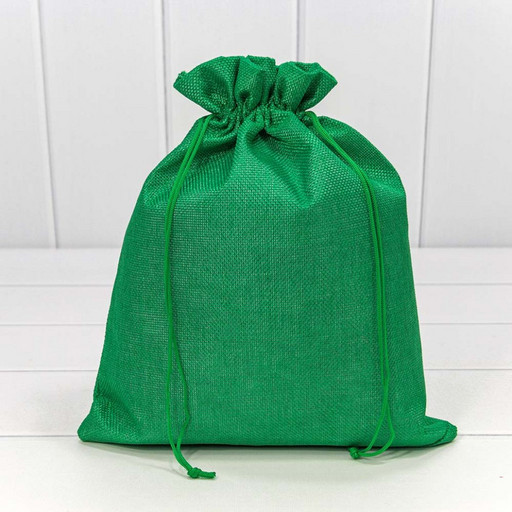 000809C/3 Мешочки из искусственного льна 26*32 см однотонные зеленый 1/25 1/400