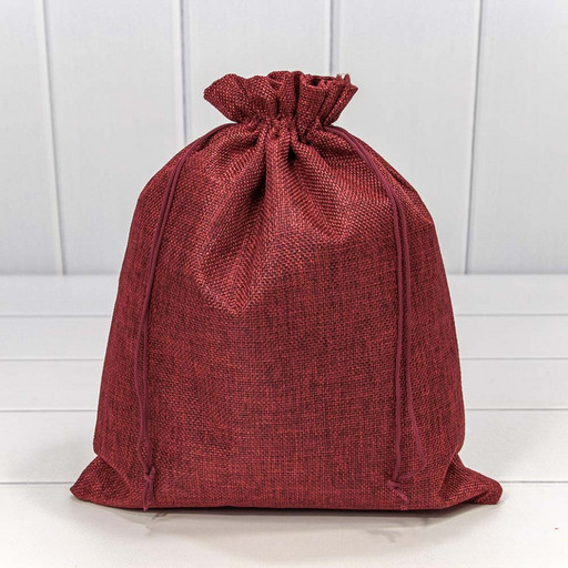 000809C/9 Мешочки из искусственного льна 26*32 см однотонные бордовый 1/25 1/400