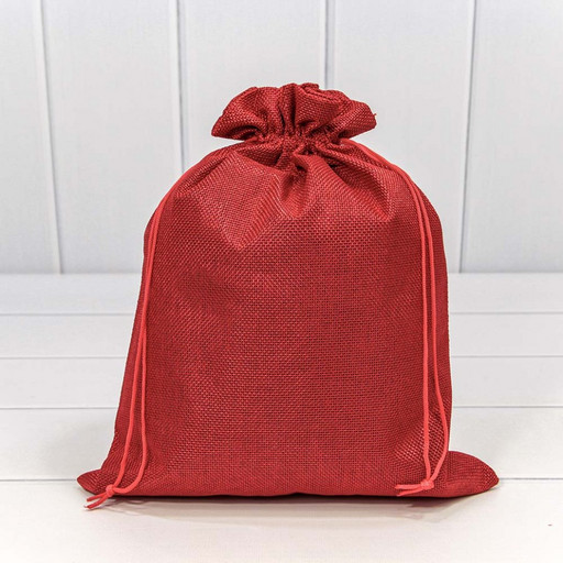 000809C/2 Мешочки из искусственного льна 26*32 см однотонные красный 1/25 1/400