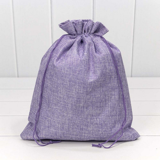 000809C/6 Мешочки из искусственного льна 26*32 см однотонные сиреневый 1/25 1/400