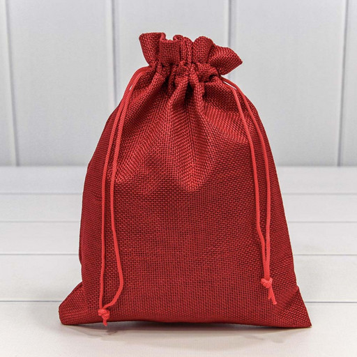 000809E/2 Мешочки из искусственного льна 18*23 см однотонные красный 1/25 1/1000