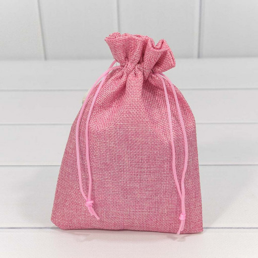 000809G/7 Мешочки из искусственного льна 14*20 см однотонные розовый 1/25 1/1500