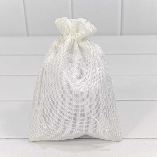 000809G/5 Мешочки из искусственного льна 14*20 см однотонные белый 1/25 1/2000