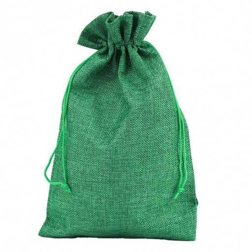 000809K/3 Мешочки из искусственного льна 20*30 см однотонные зеленый 1/25 1/500