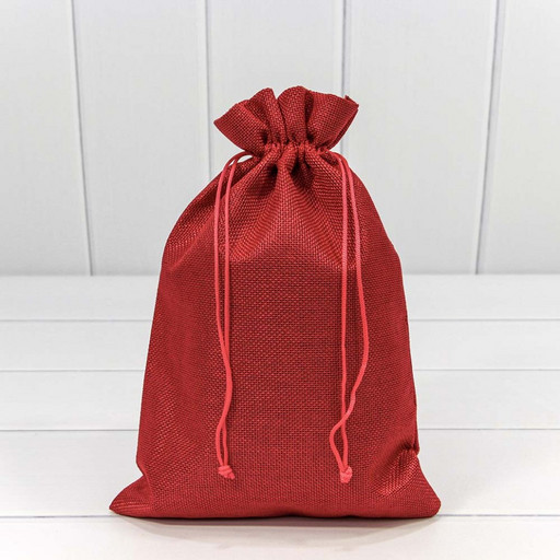 000809K/2 Мешочки из искусственного льна 20*30 см однотонные красный 1/25 1/500