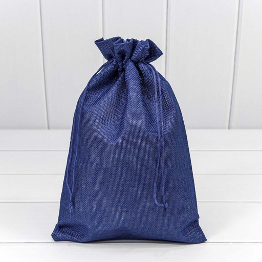 000809K/4 Мешочки из искусственного льна 20*30 см однотонные синий 1/25 1/500