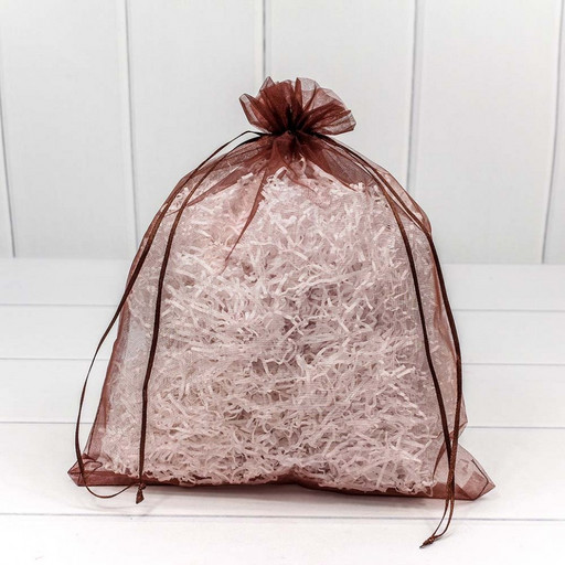 000801-9C Мешочки из органзы 26*32 см однотонные кофейный 1/100 1/2000