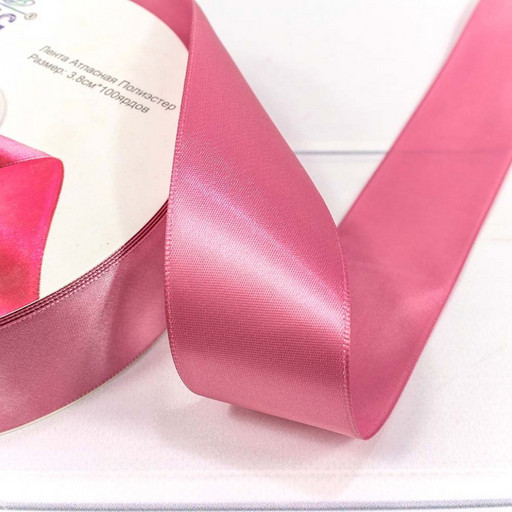 556-38/149 Лента атласная полиэстер класс А пыльно-розовый 3,8см*100ярд 1/9 1/36