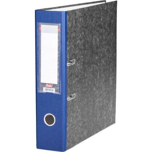 Папка–регистратор с арочным механизмом Hatber Мраморная, А4, 70 мм, м/кант, карман, синий