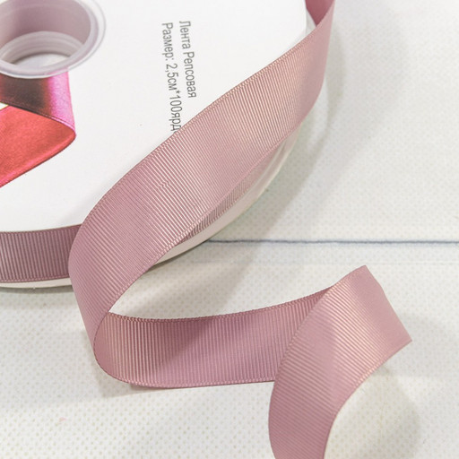 597-25/69 Лента Репсовая 2,5см*100ярд Тусклый пурпурный 1/13 1/52