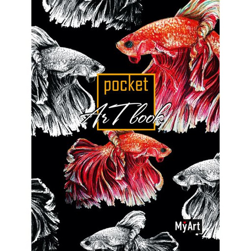 Блокнот на склейке А6, 80 л., нелинованный, MyArt Pocket ArtBook. Рыба, выбороч. лак, с/углы